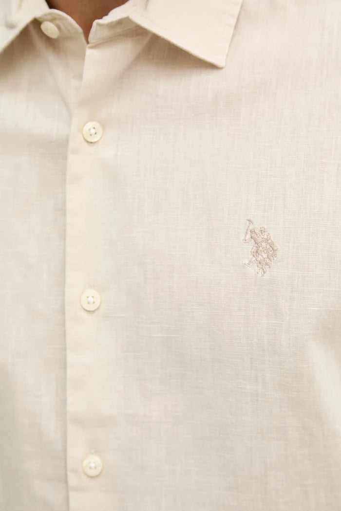 U.S. Polo Assn. Erkek Keten Safari Gömlek LINEN BLEND SS