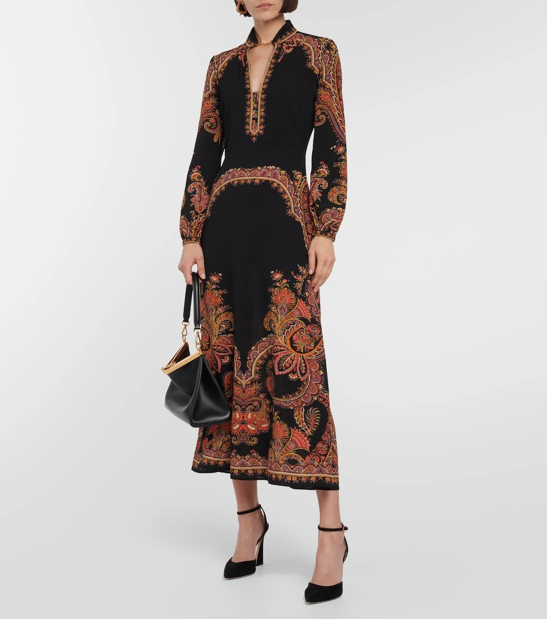 Etro - فستان ميدي بنقشة البيزلي
