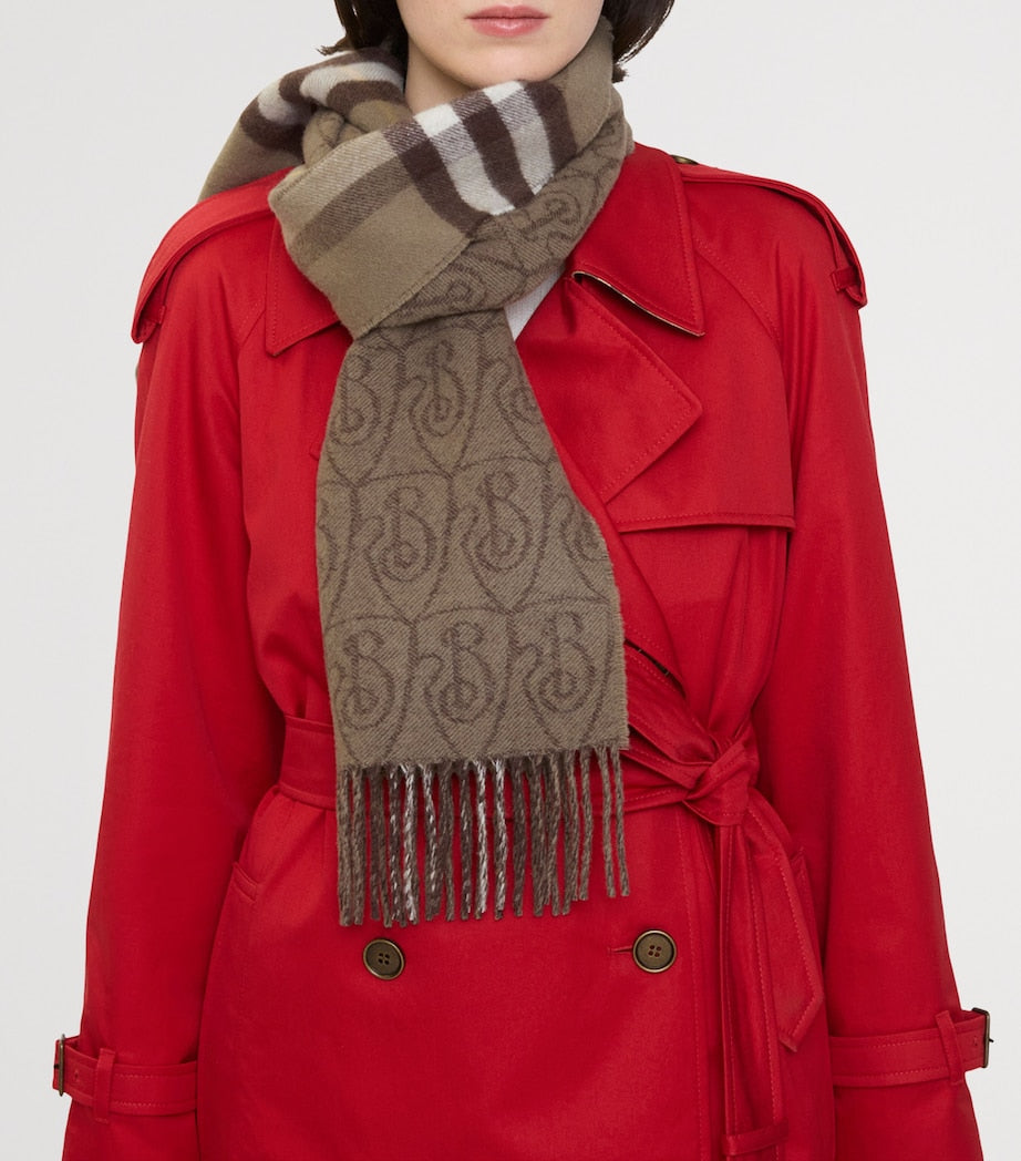 Cashmere Reversible B Shield Scarf