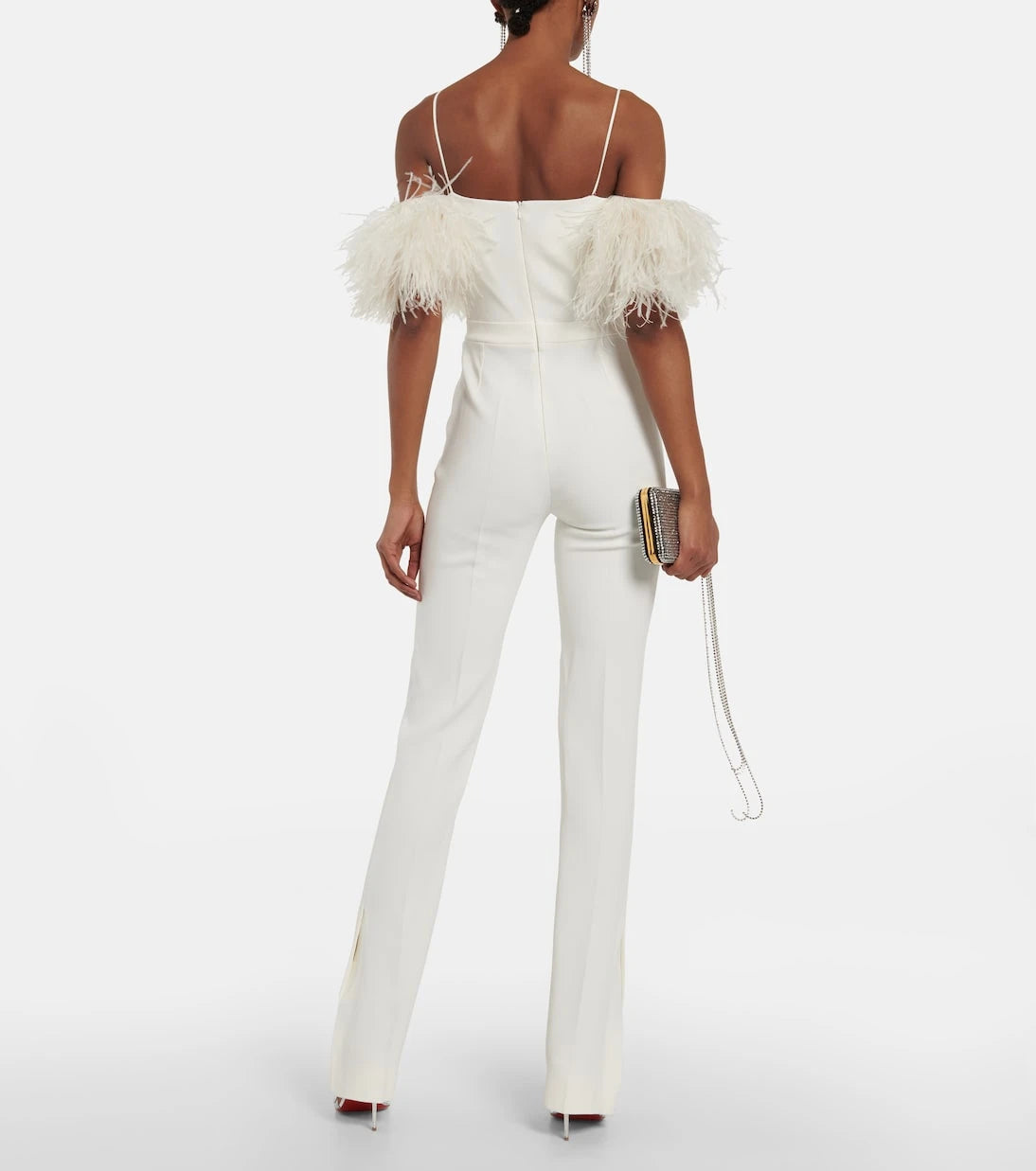 David Koma - Feather-trimmed cady jumpsuit