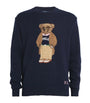 Navy Linen-Cotton Polo Bear Sweater