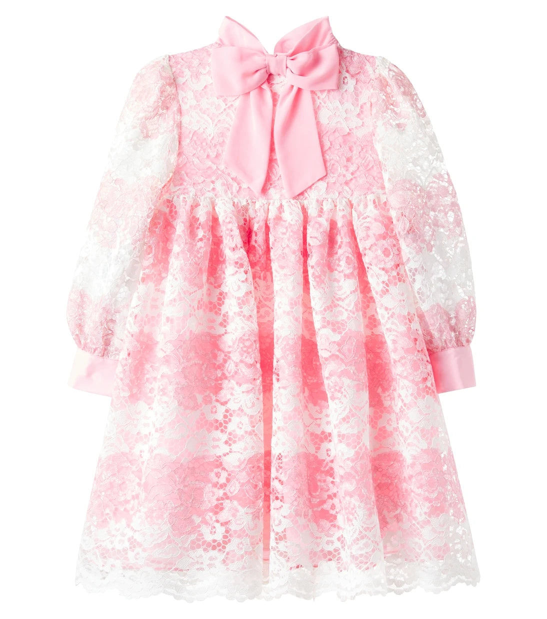 Patachou - Bow-detail shirred lace dress