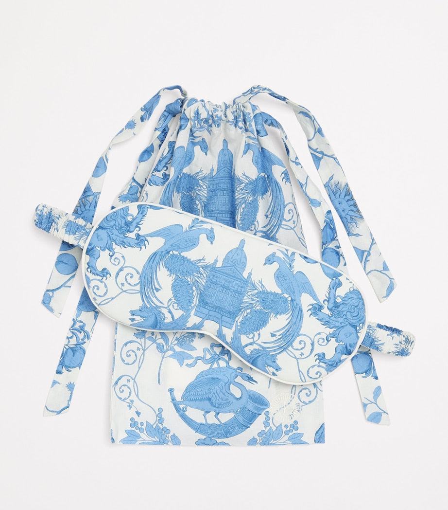 Blue Cotton Menagerie Print Sleep Mask