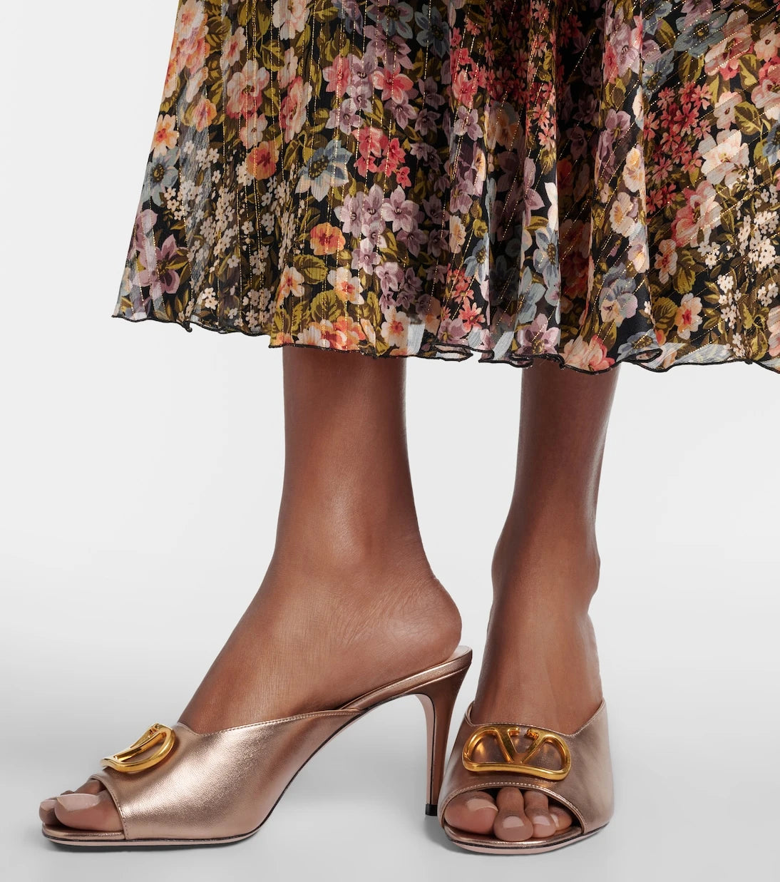 Valentino Garavani - VLogo metallic leather mules