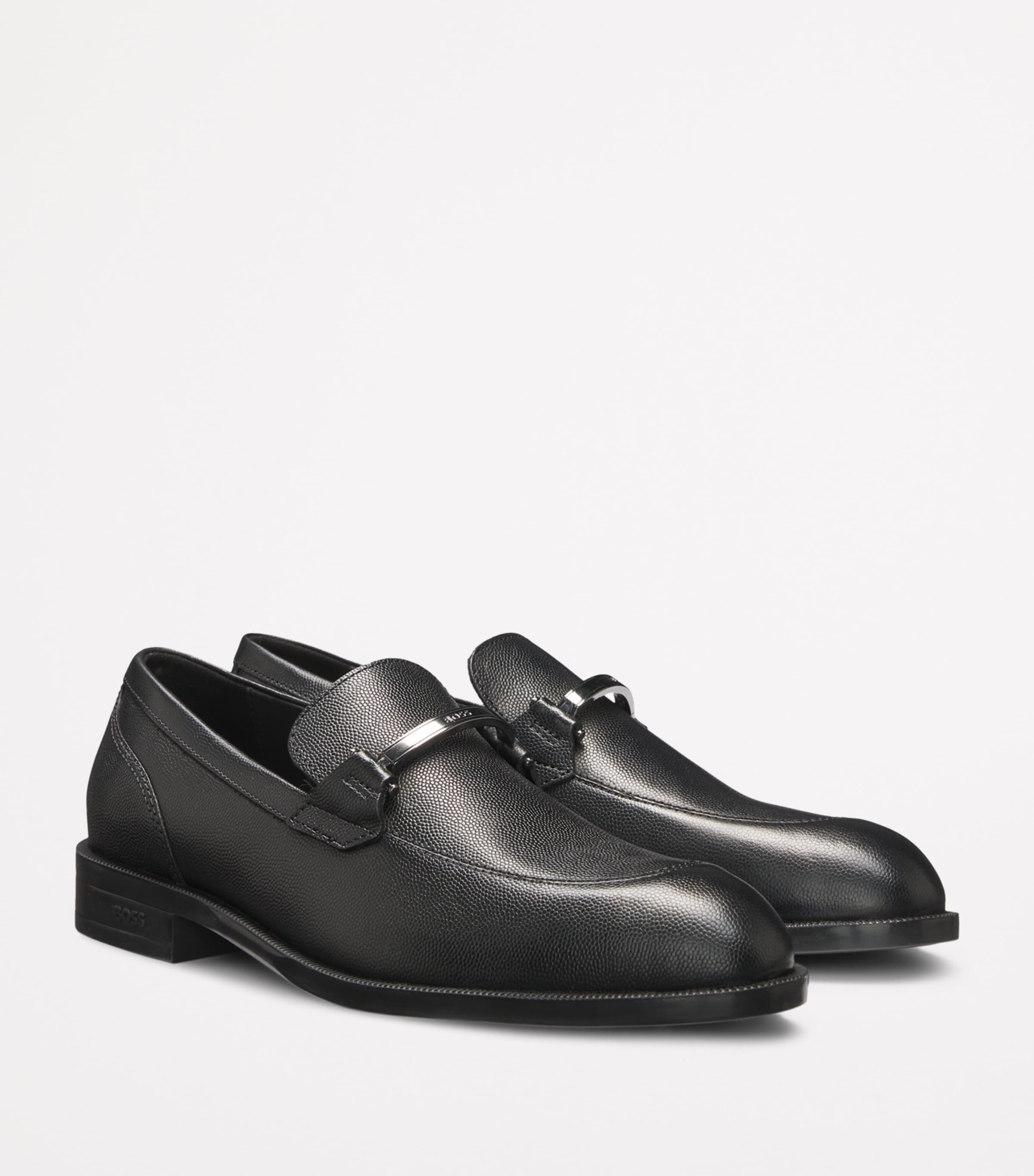 BOSS Leather Logo Hardware Loafers