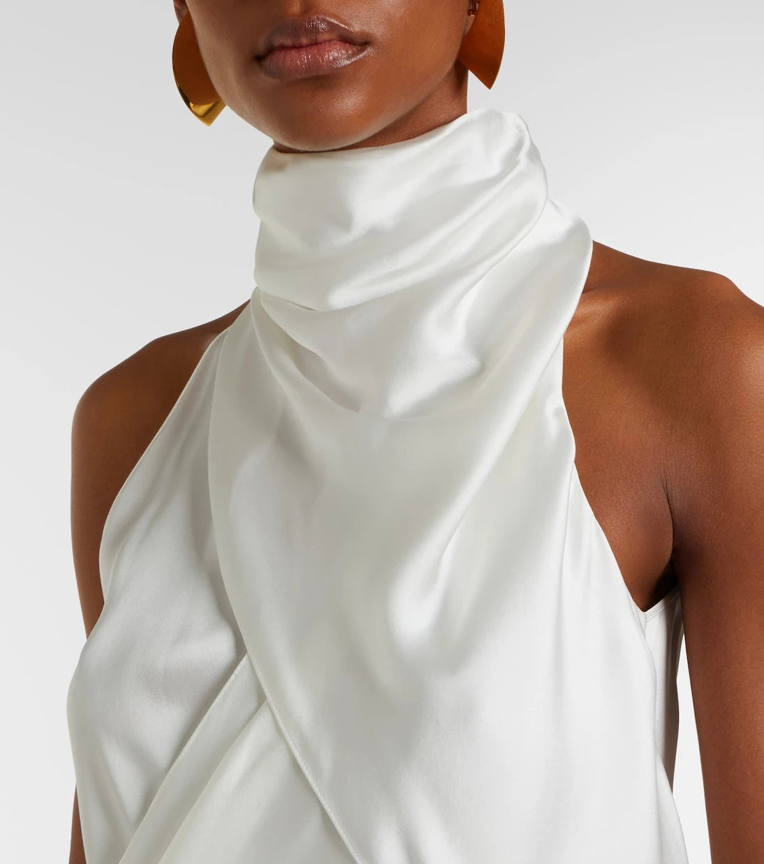Balmain - Draped halterneck silk top