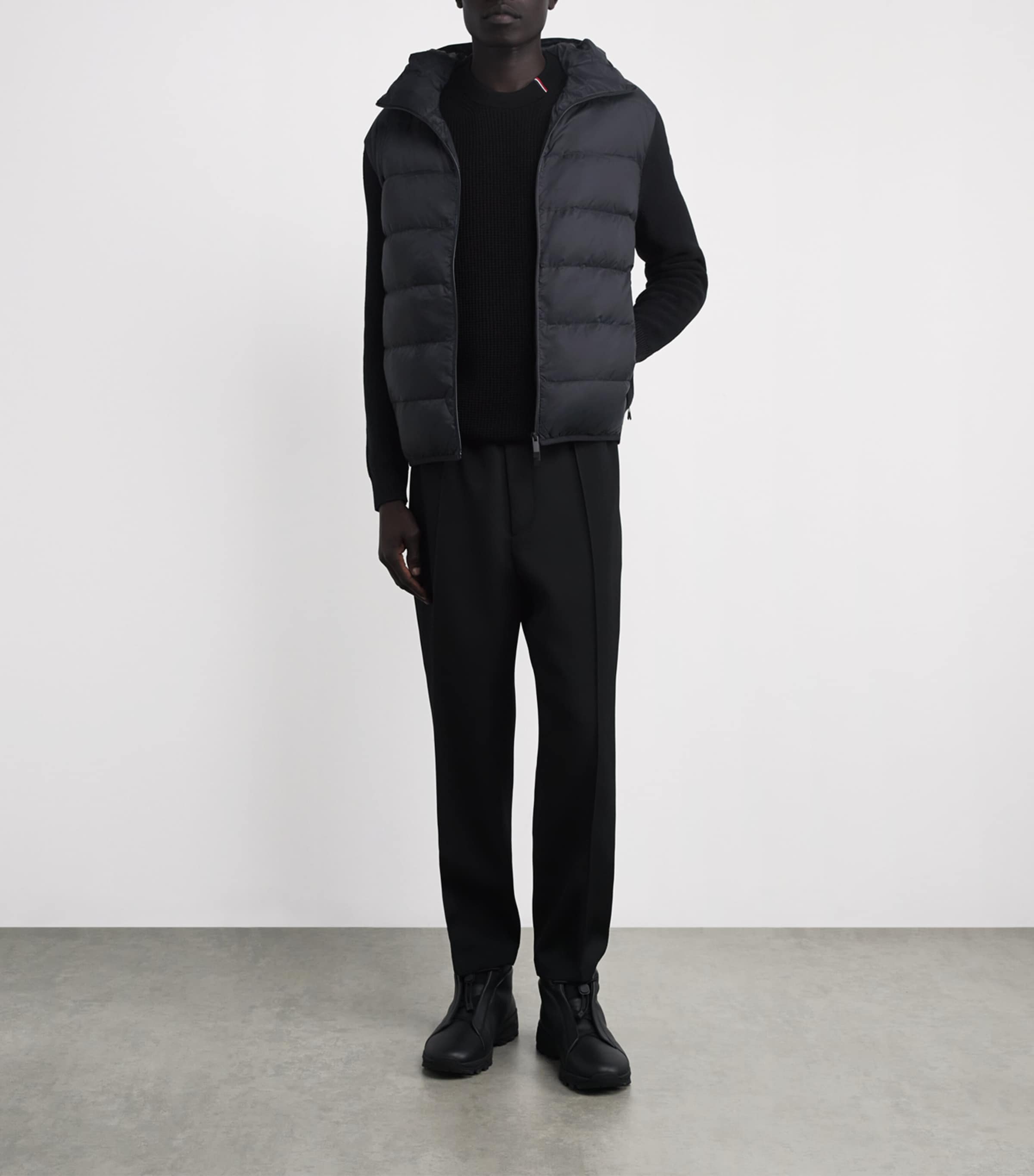 Moncler Black Cotton Down-Front Cardigan