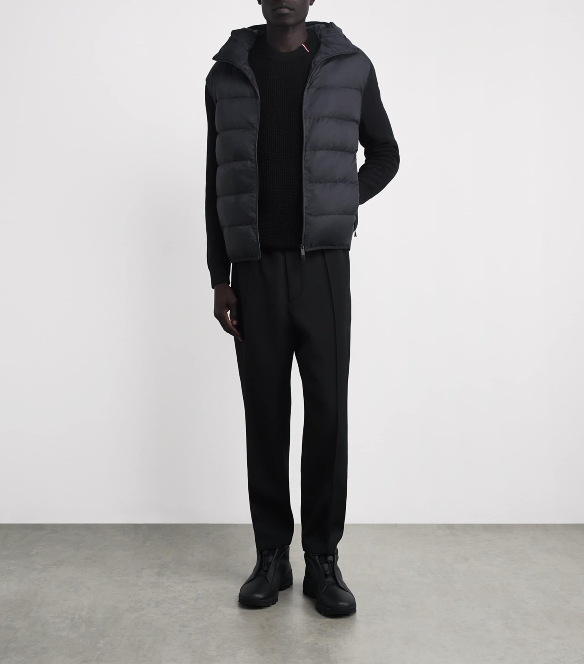 Moncler Black Cotton Down-Front Cardigan