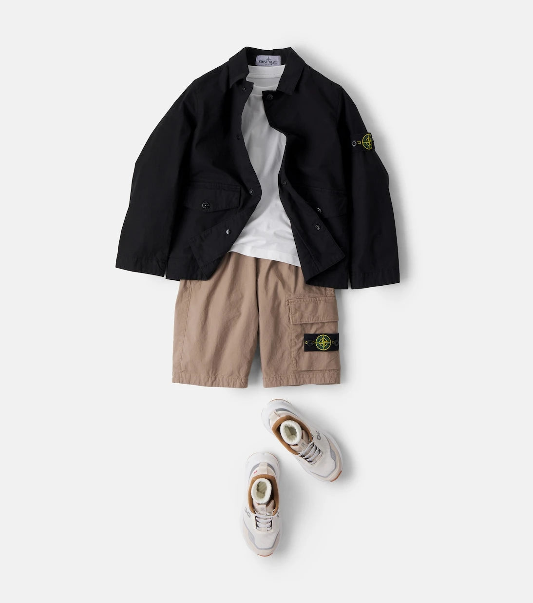 Stone Island Junior - جاكيت Compass من مزيج القطن