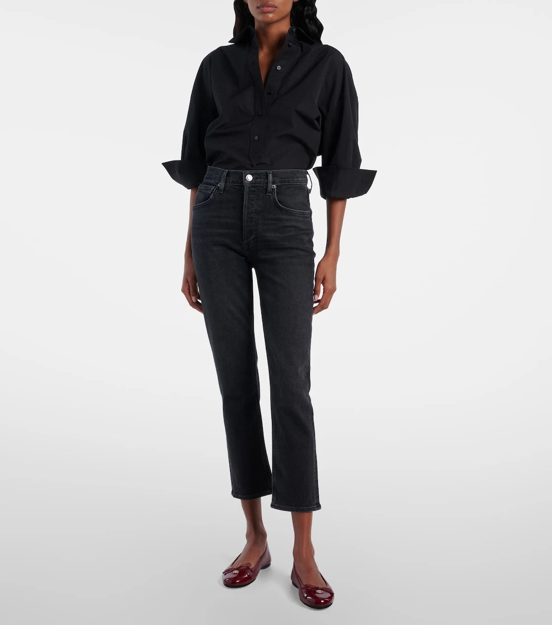Agolde - Riley high-rise cropped slim jeans