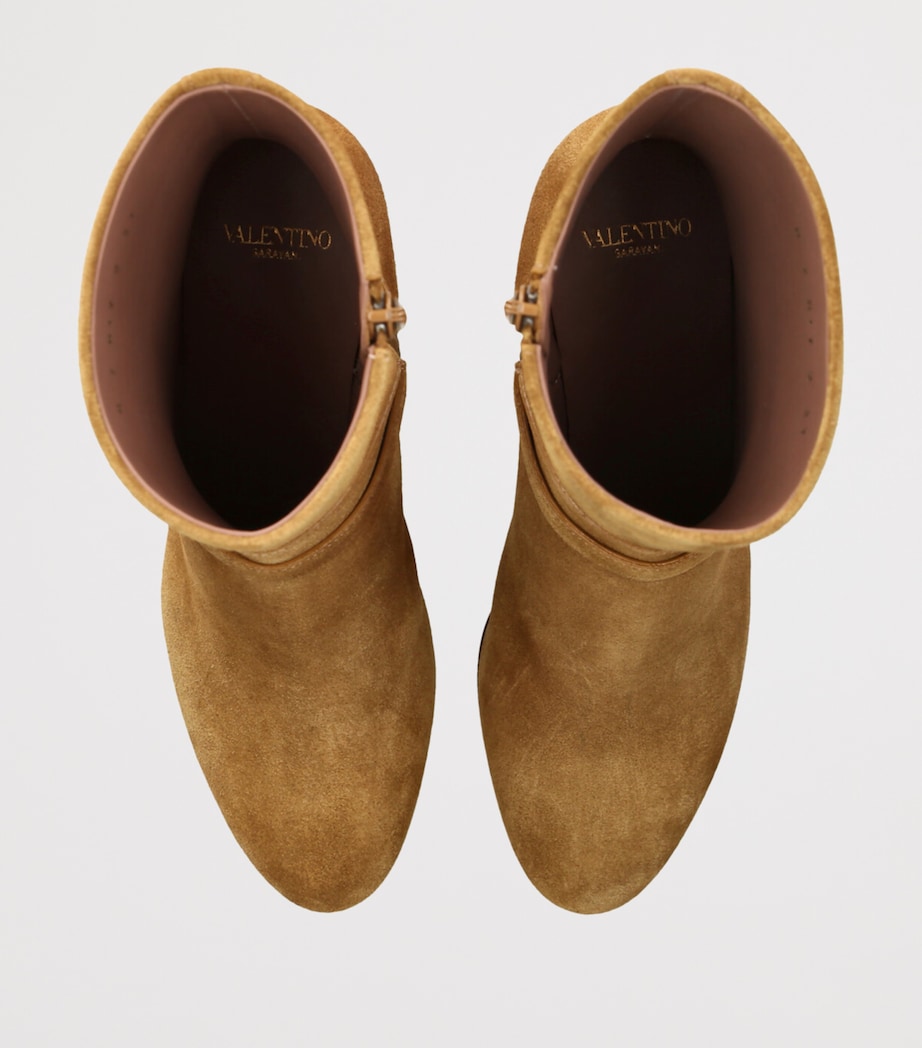 Valentino Garavani Beige Suede Pattie Heeled Ankle Boots 75