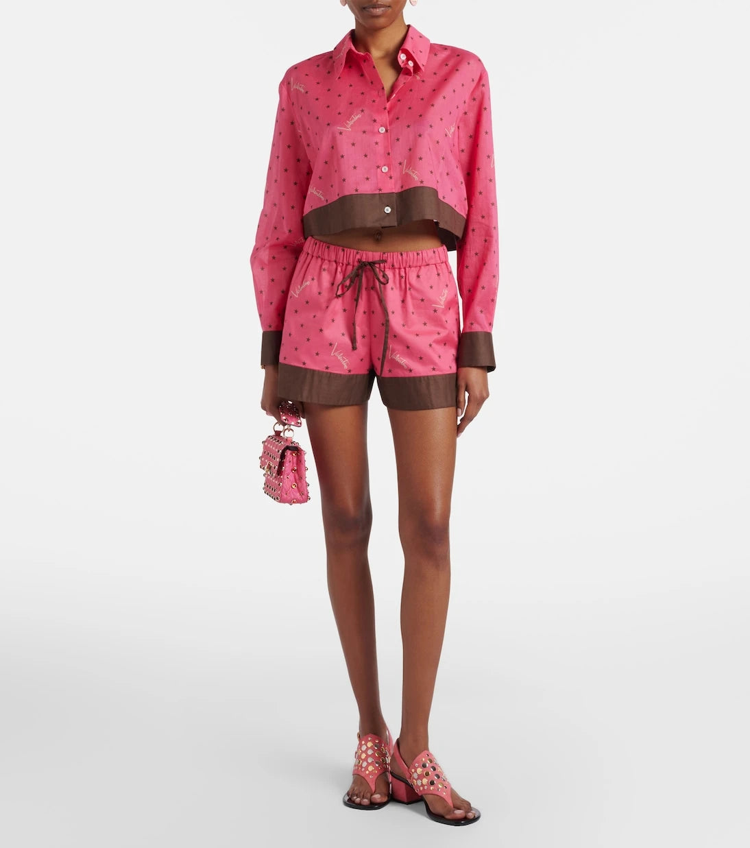 Valentino - Cropped printed cotton shirt