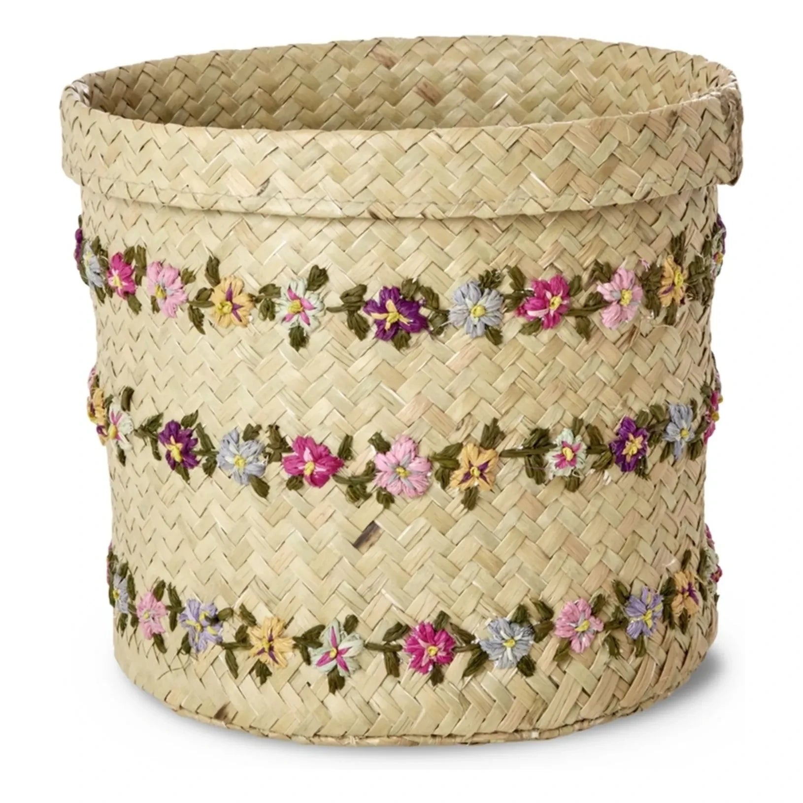 Rice - Raffia storage basket Flowers