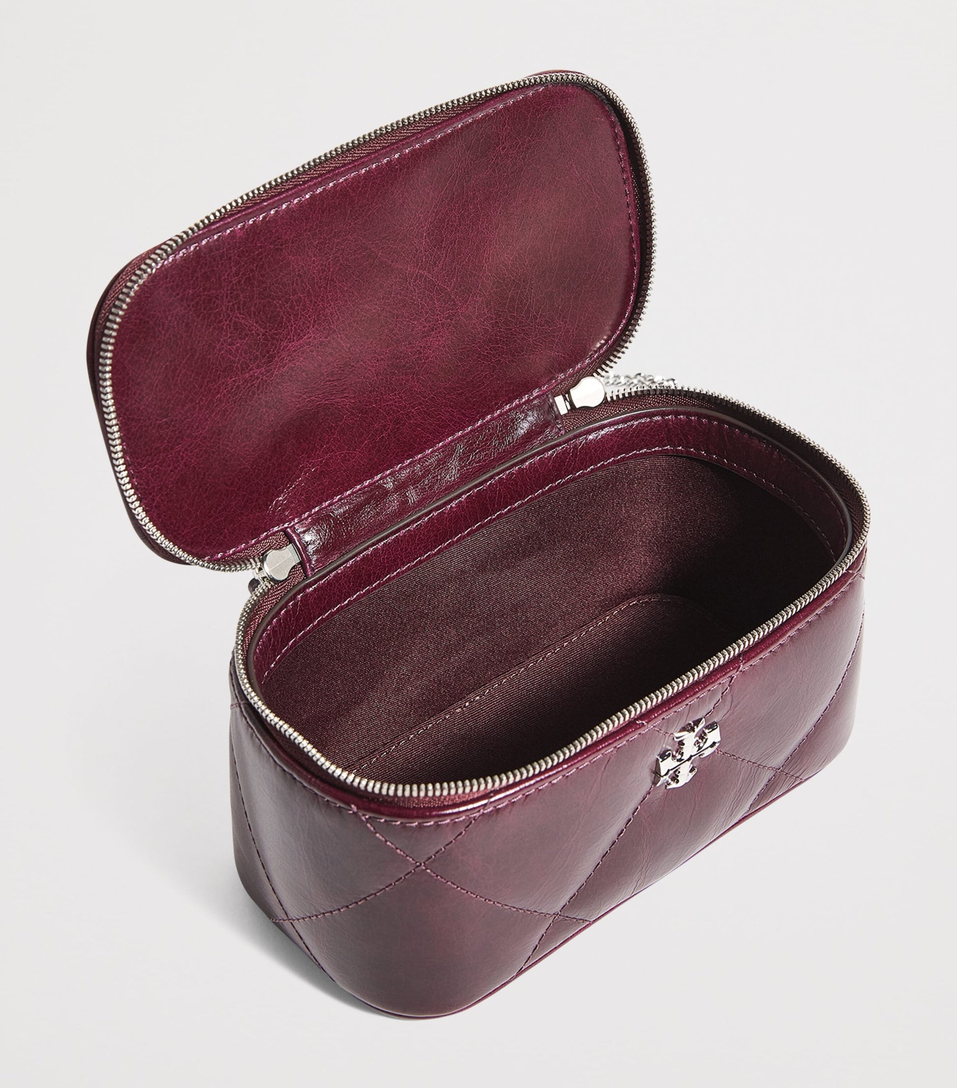 Tory Burch Red Leather Quilted Kira Vanity Case Bag