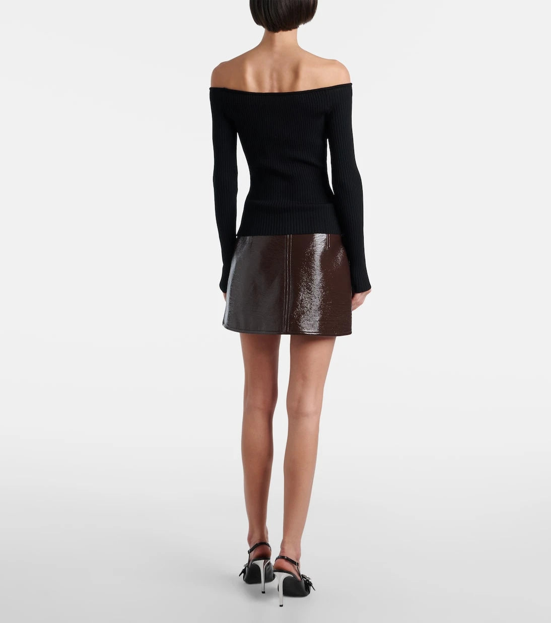 Courrèges - Off-shoulder ribbed-knit top
