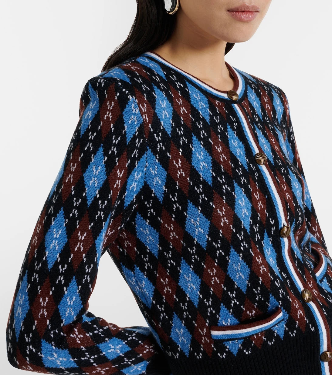 Veronica Beard - Sylvane argyle wool and cotton cardigan