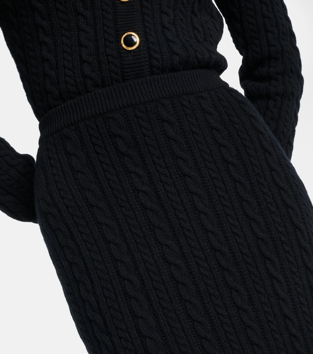 Alessandra Rich - Cable-knit wool midi skirt