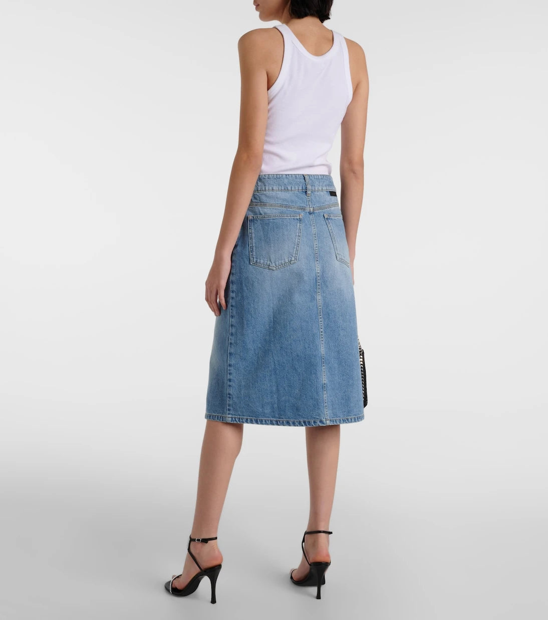 Stella McCartney - Front-slit denim midi skirt