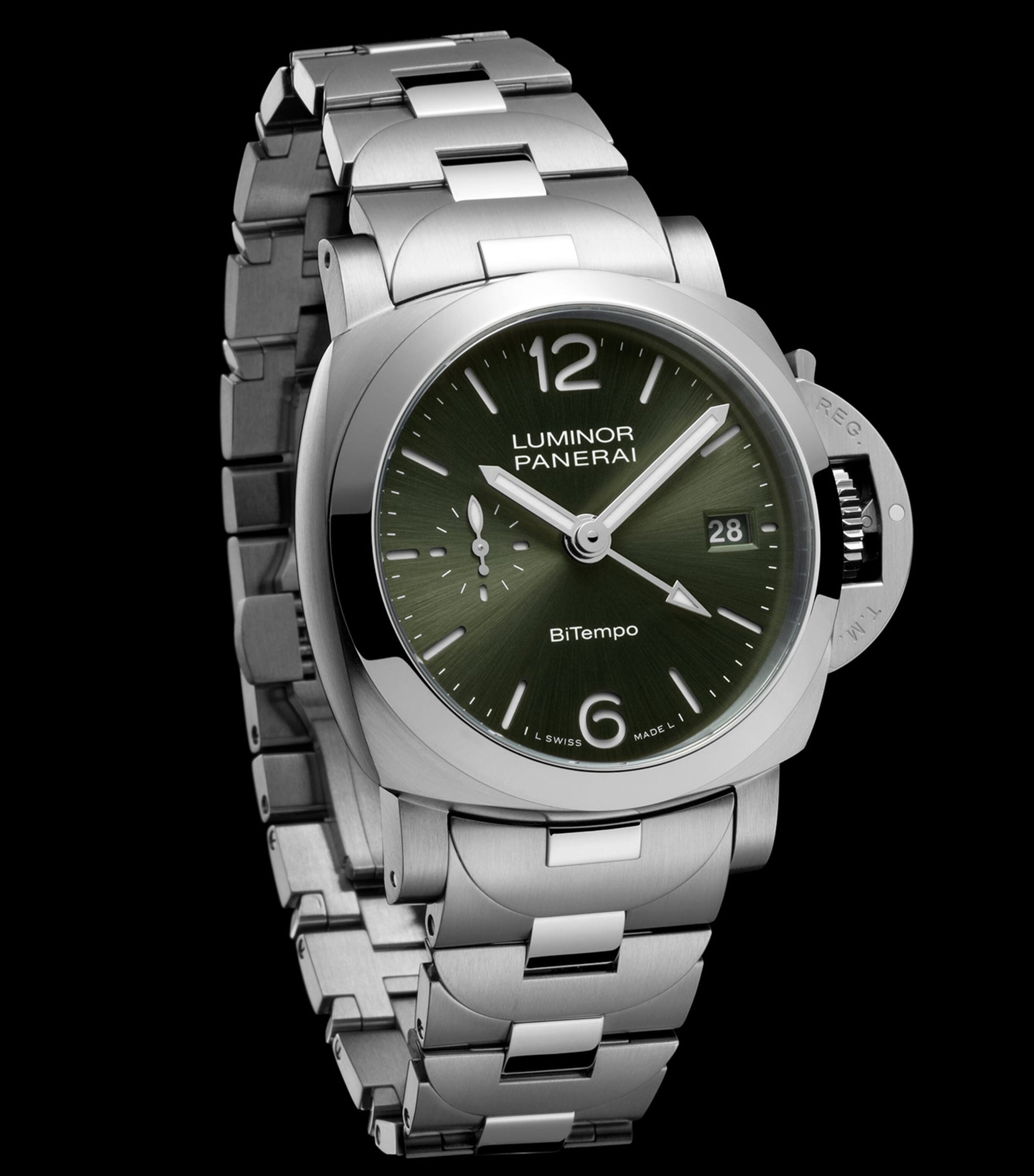 Brushed Steel Luminor Quaranta BiTempo Watch 40mm