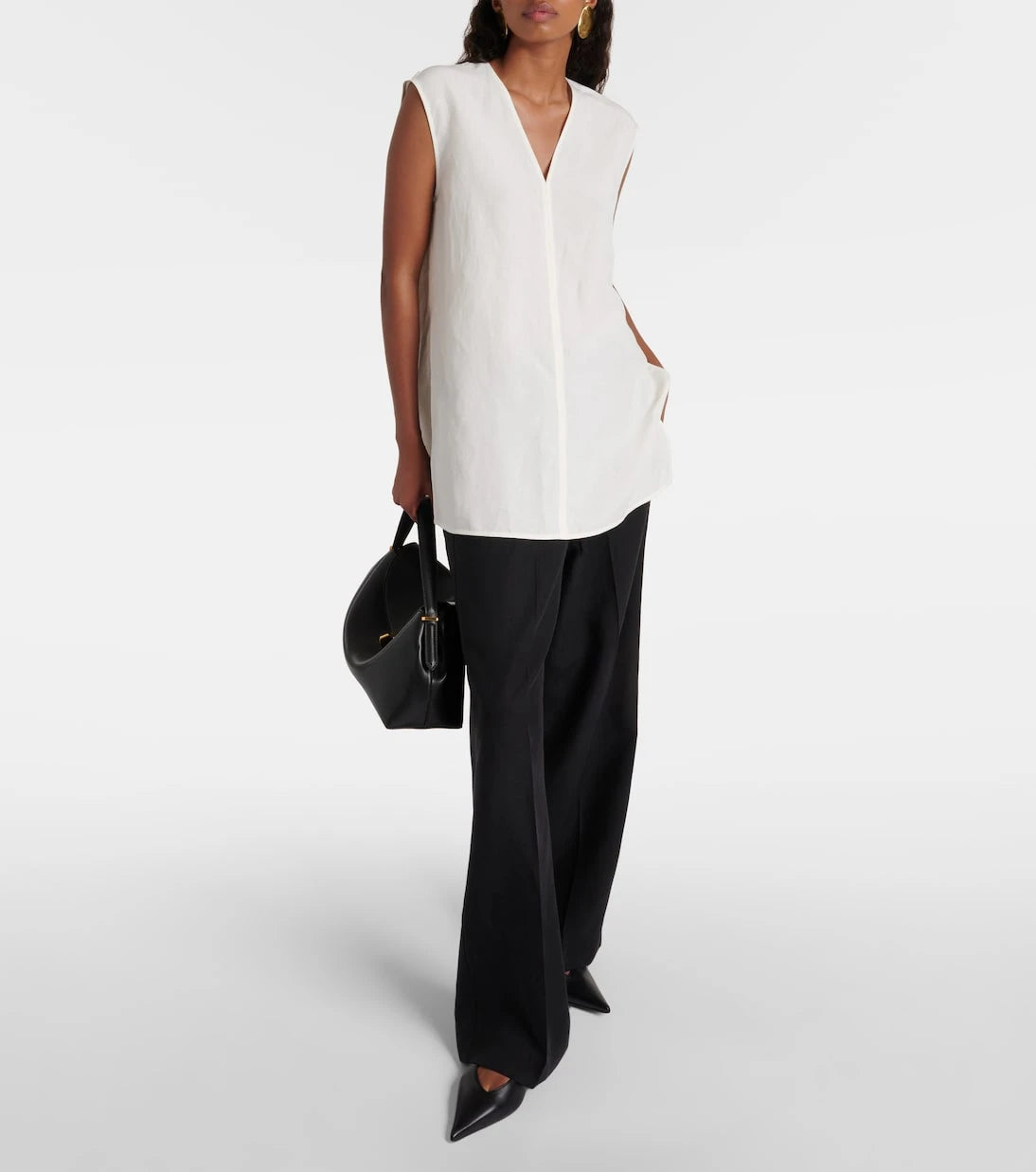 Toteme - Lyocell and linen wide-leg pants