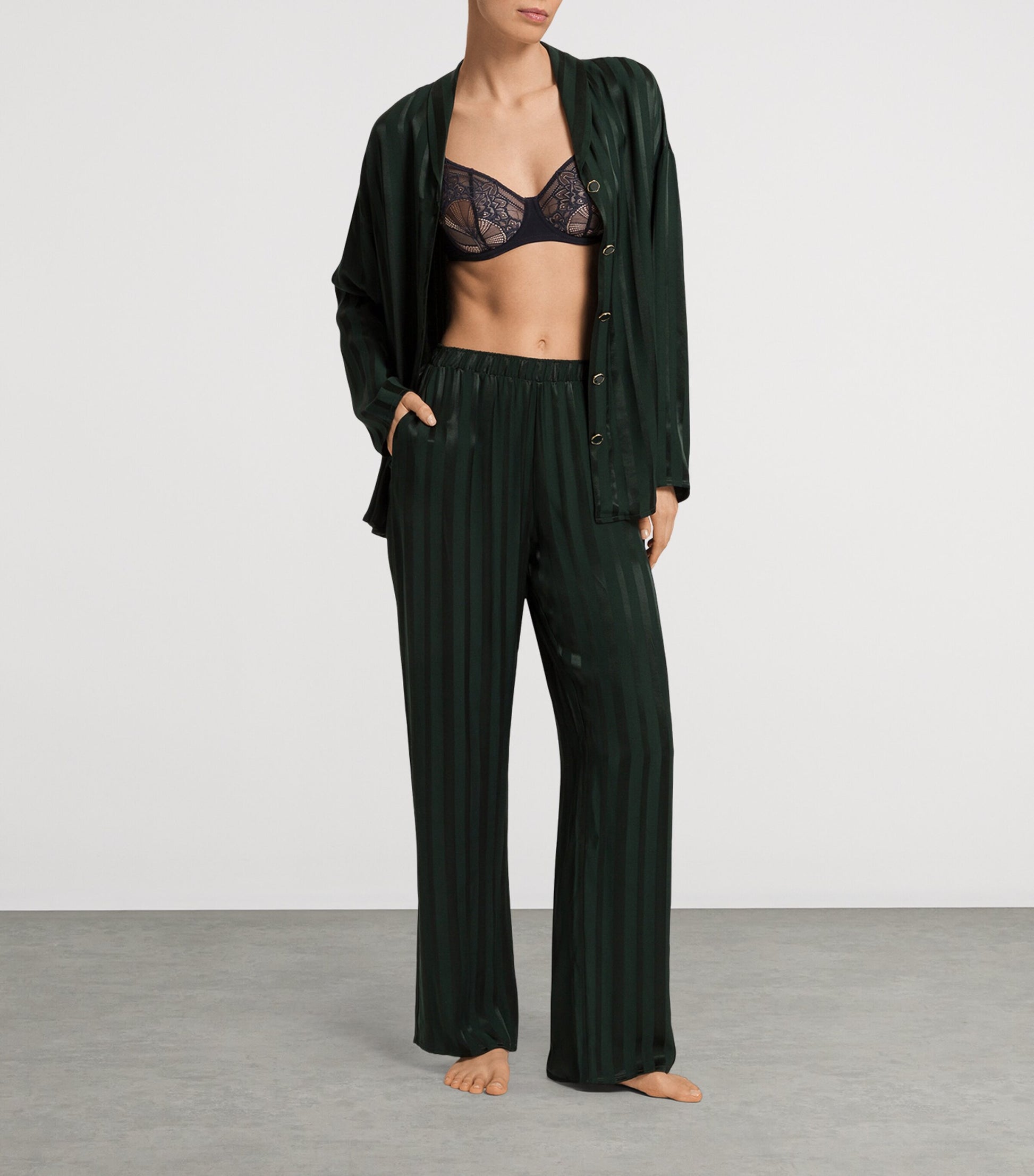 Hanro Green Stripe Indra Pyjama Bottoms