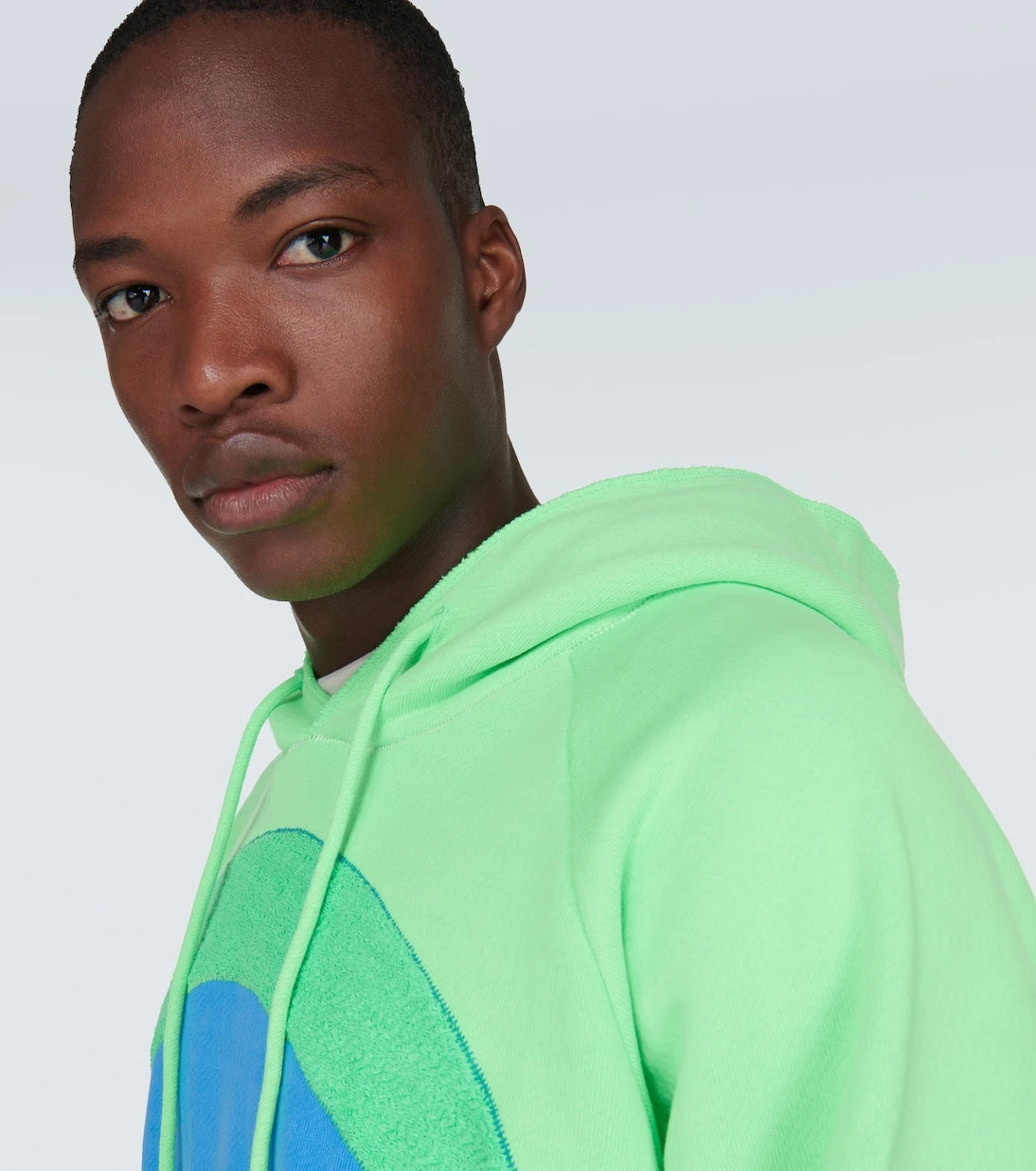 ERL - Rainbow bouclé trimmed cotton hoodie