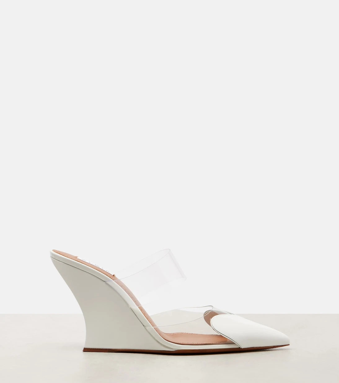 Alaïa - Le Cœur 90 leather and PU wedge mules