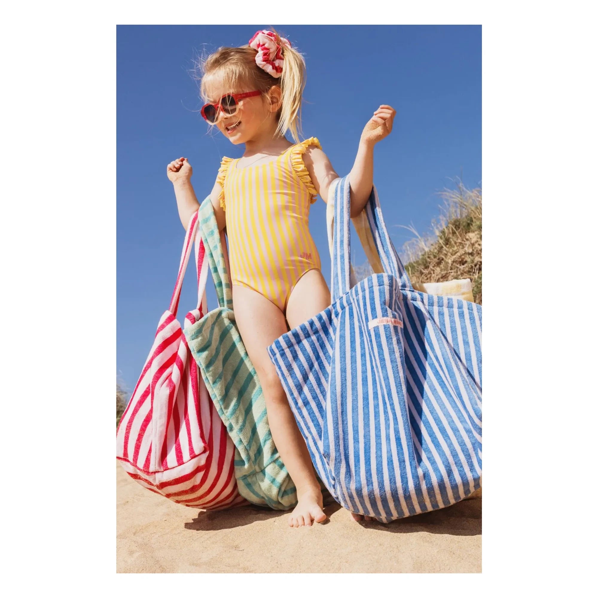 Jera Mini - Striped Terry Beach Bag | Royal blue