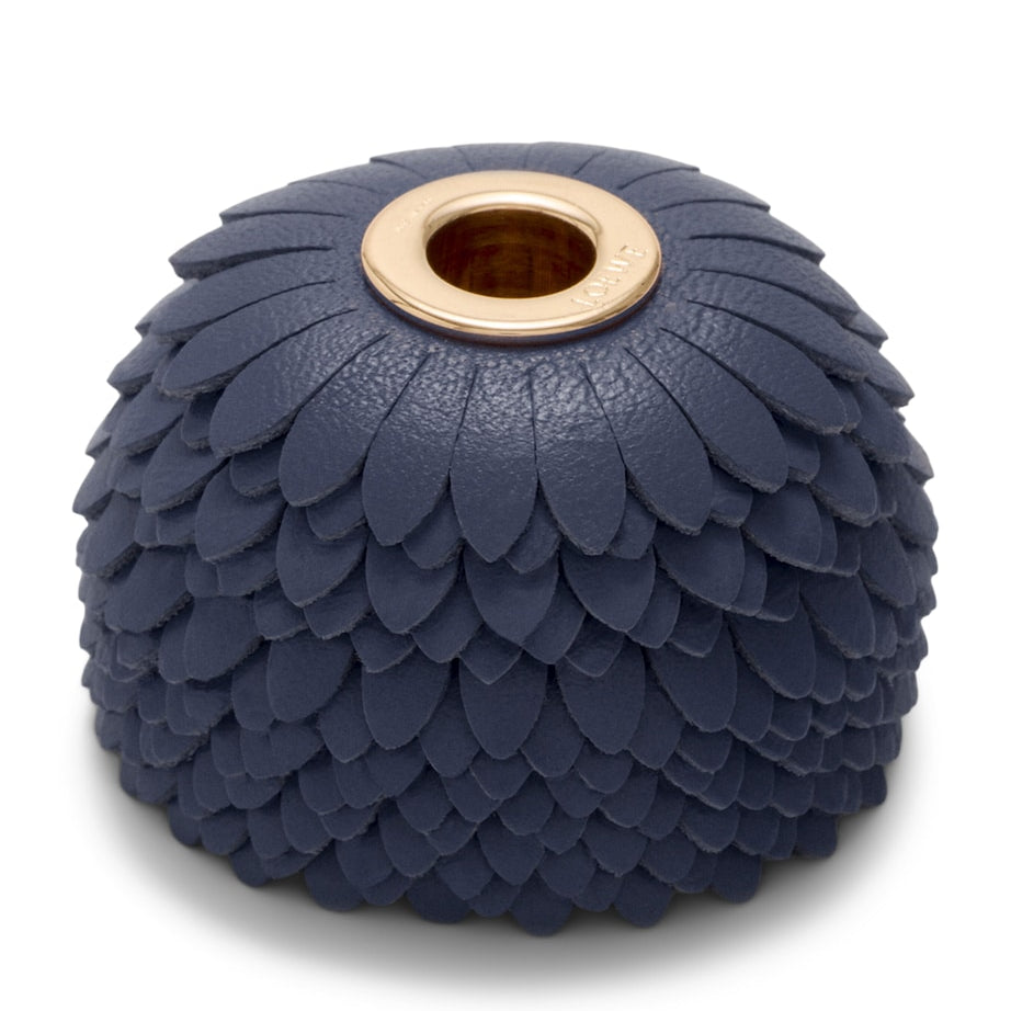 Navy Leather Flower Personalisation Bag Charm