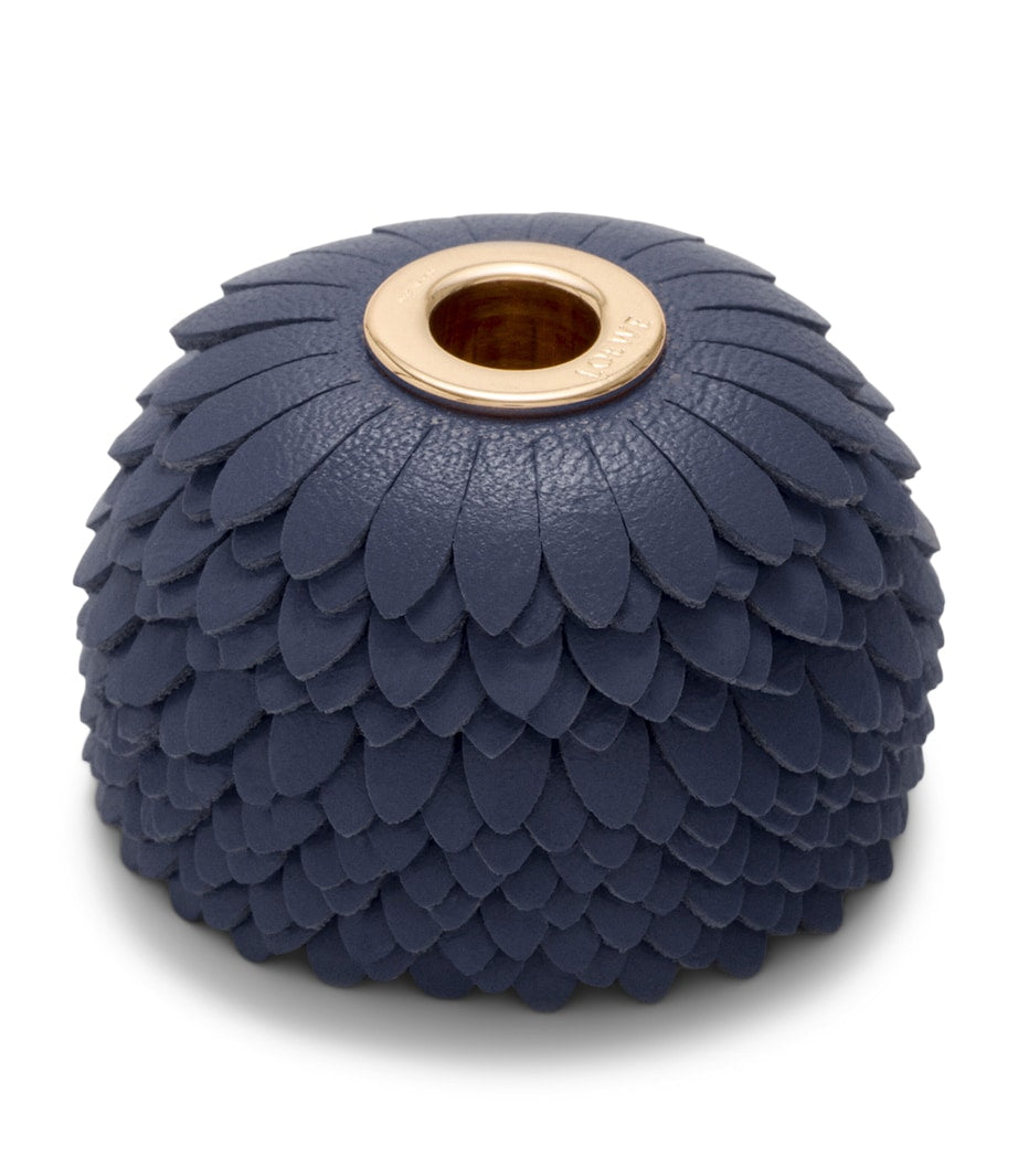 Navy Leather Flower Personalisation Bag Charm