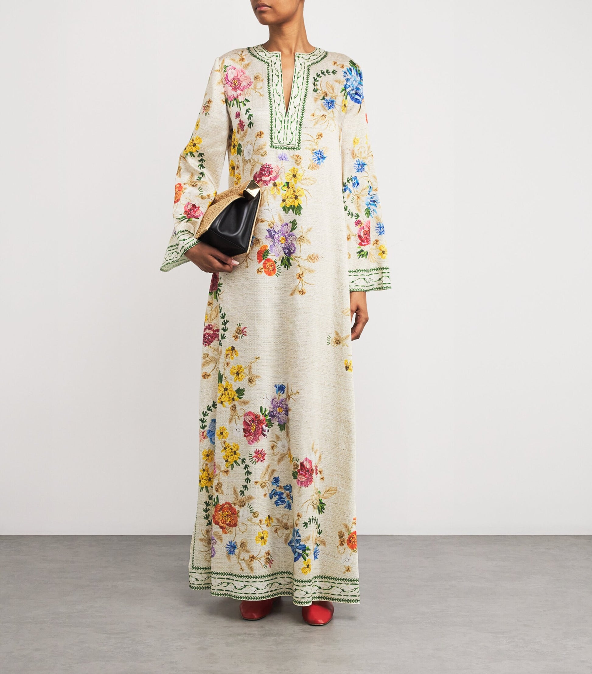 Satin Floral Collins Kaftan