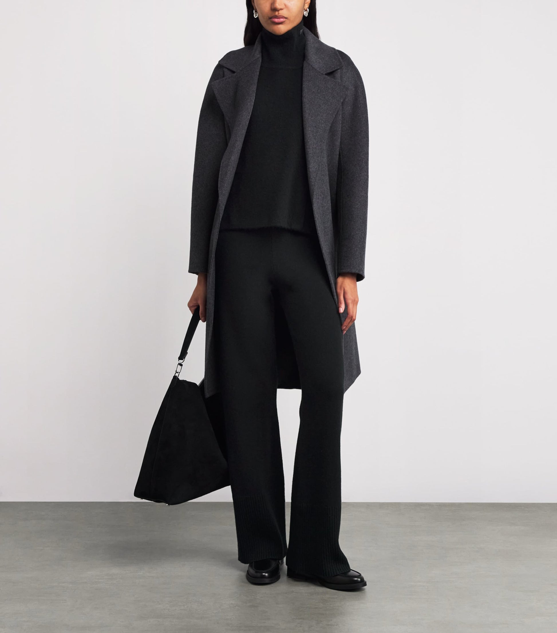 Black Brushed Cashmere Bib Sweater