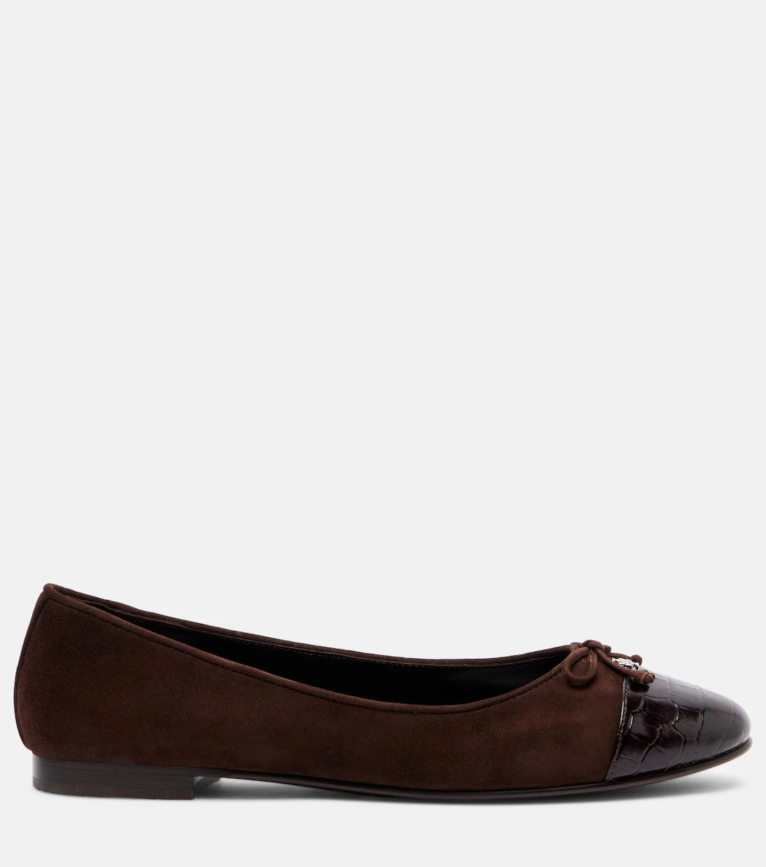 Tory Burch - Cap Toe croc-effect suede ballet flats