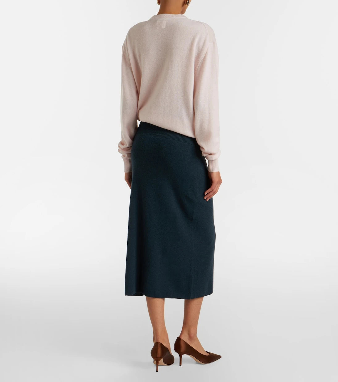 Erdem - Floral-appliqué knitted midi skirt