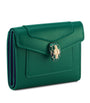 Bvlgari Green Leather Serpenti Forever Slim Compact Wallet