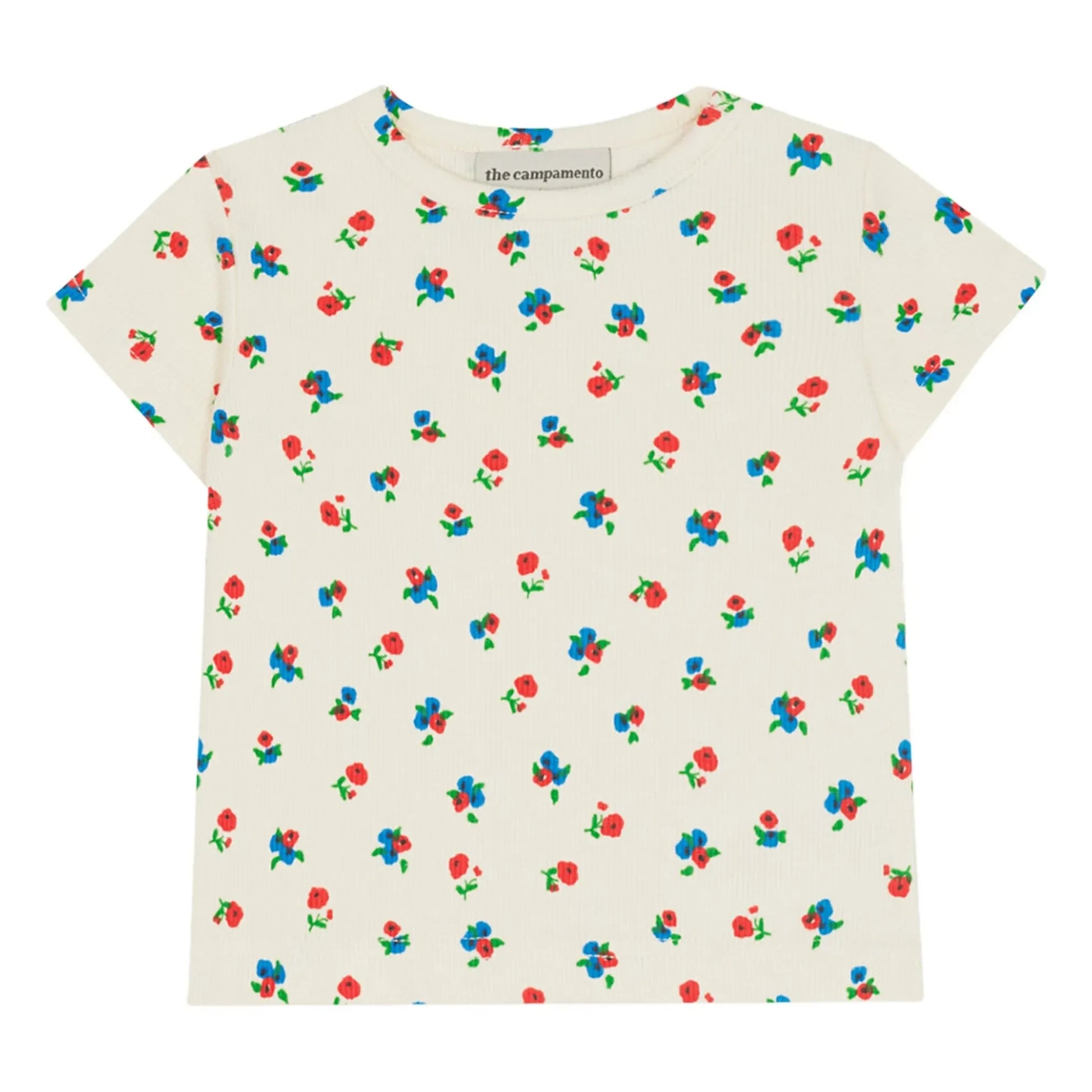 The Campamento - Floral ribbed T-shirt | Ecru