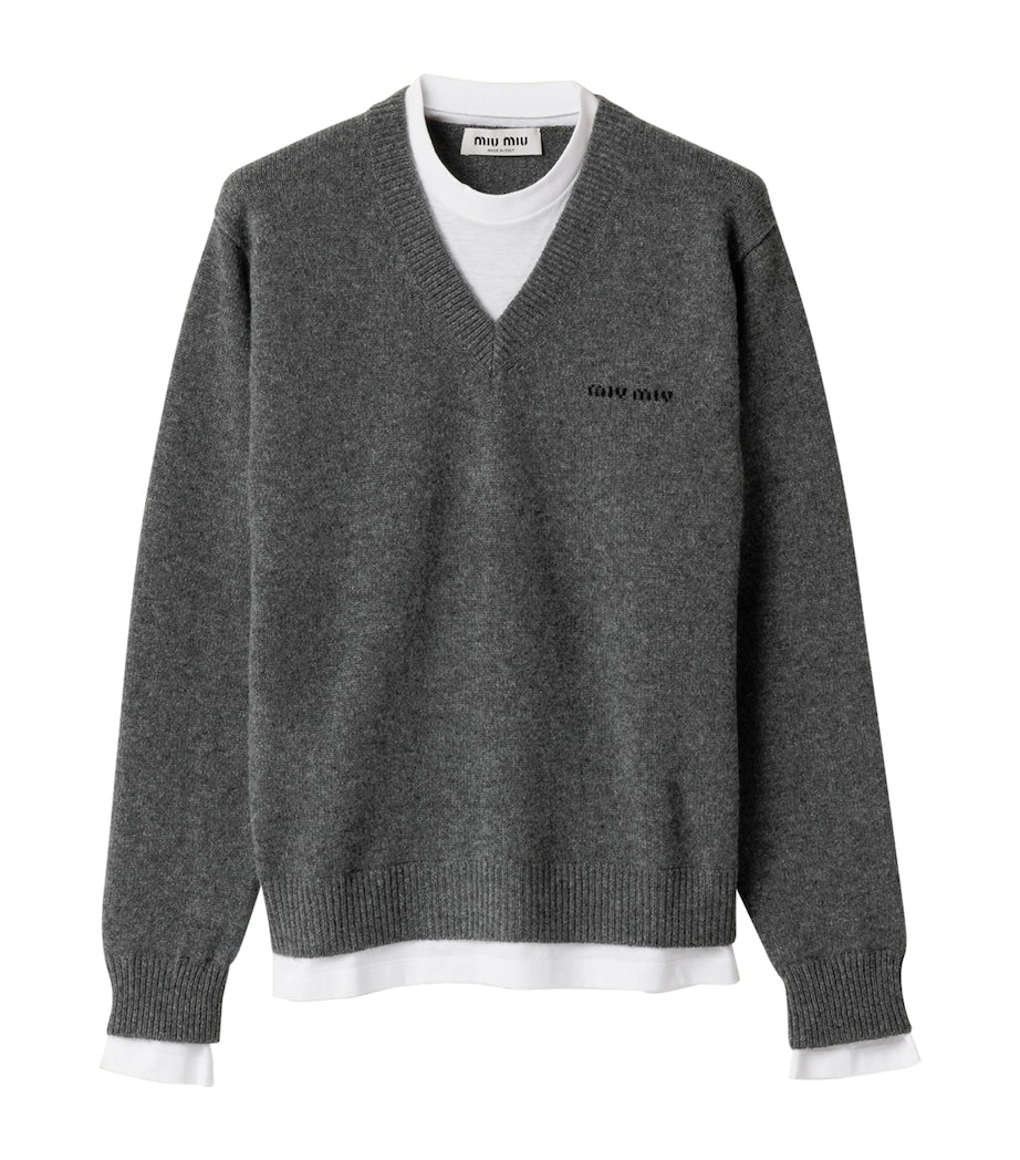 Grey Cashmere Trompe-l'Oeil Sweater