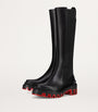 Christian Louboutin Red Marchacroche Dune Leather Knee-High Boots