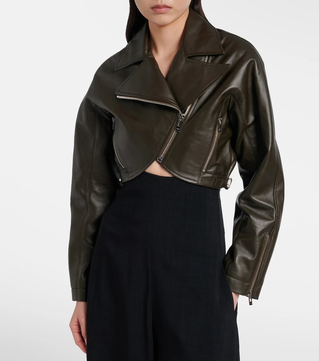 Alaïa - Cropped leather biker jacket