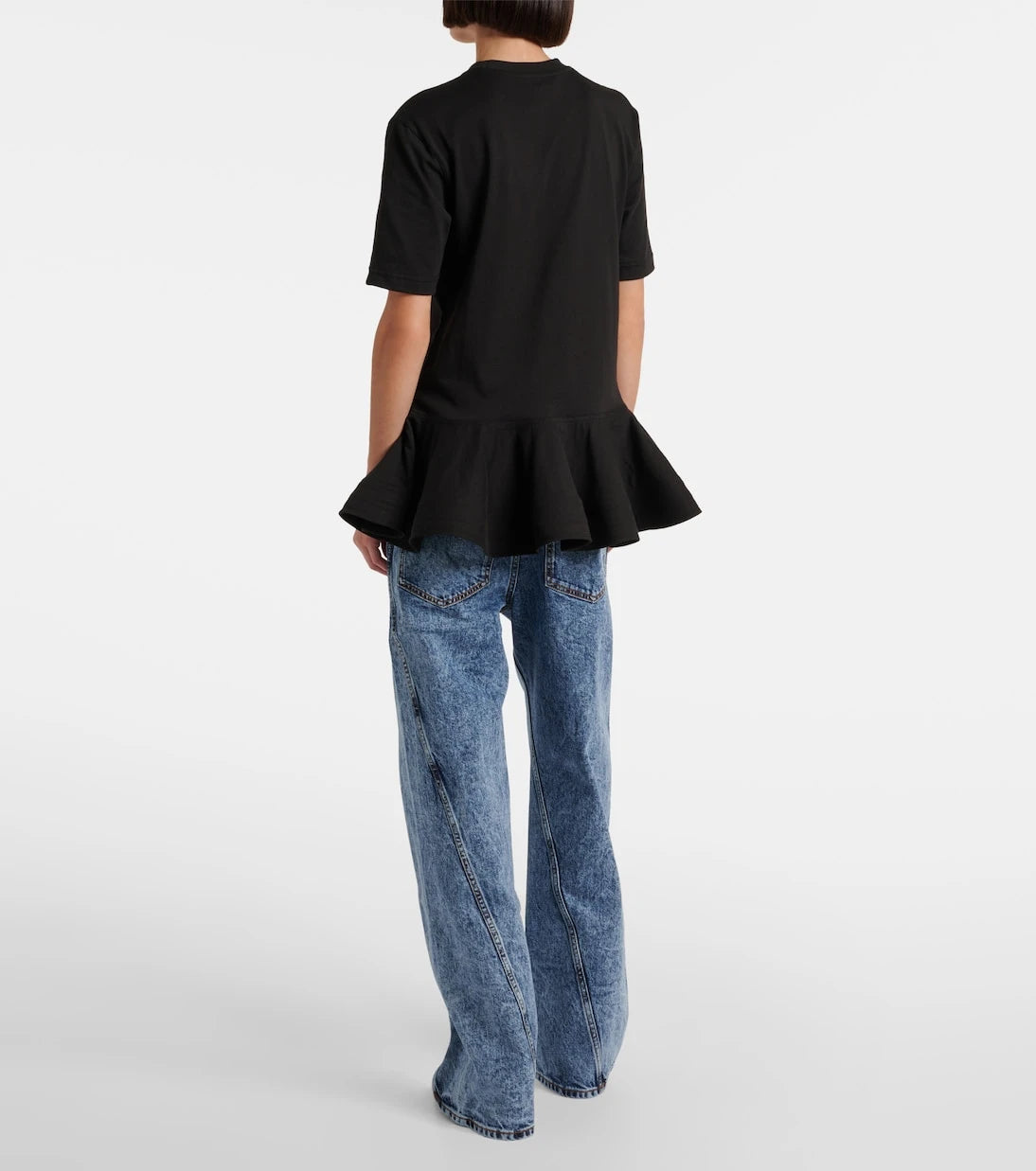 Alaïa - Peplum cotton jersey T-shirt