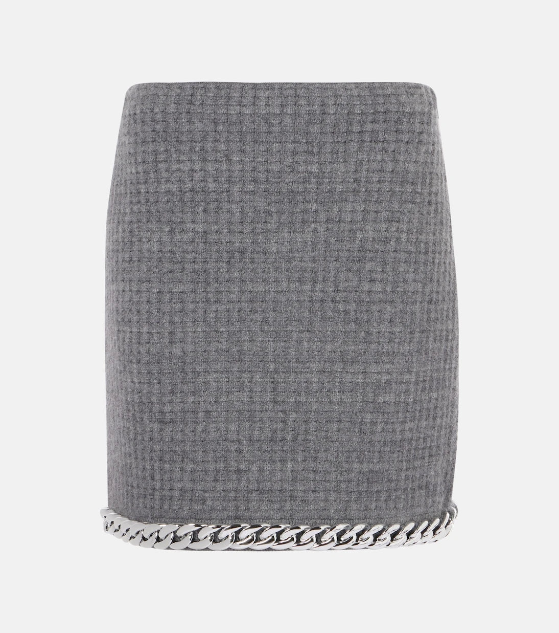 Tory Burch - Chain-detail waffle-knit wool-blend miniskirt
