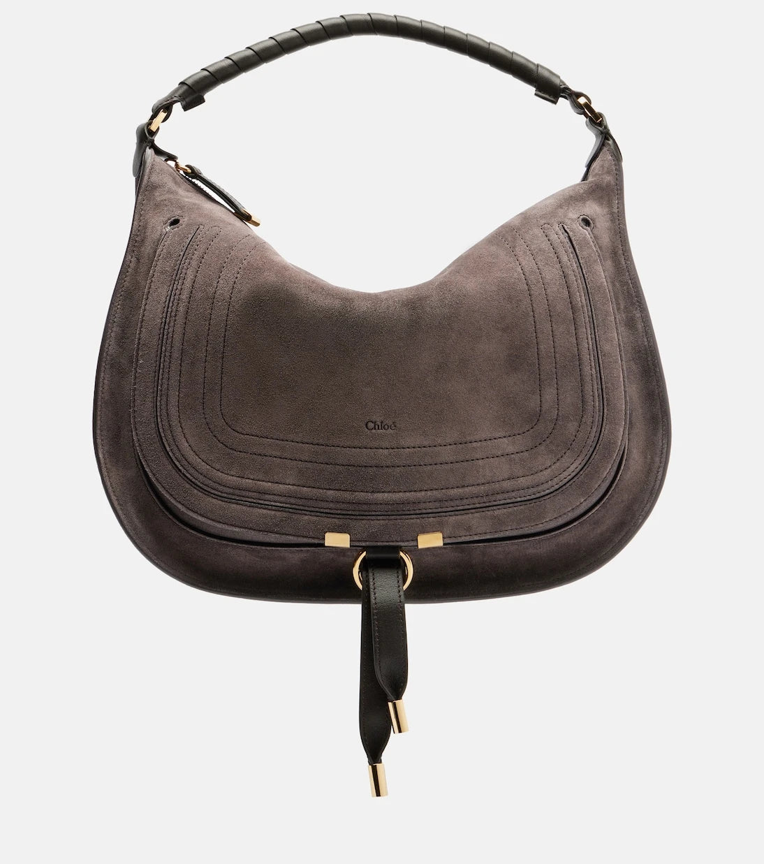Chloé - Marcie leather-trimmed suede shoulder bag