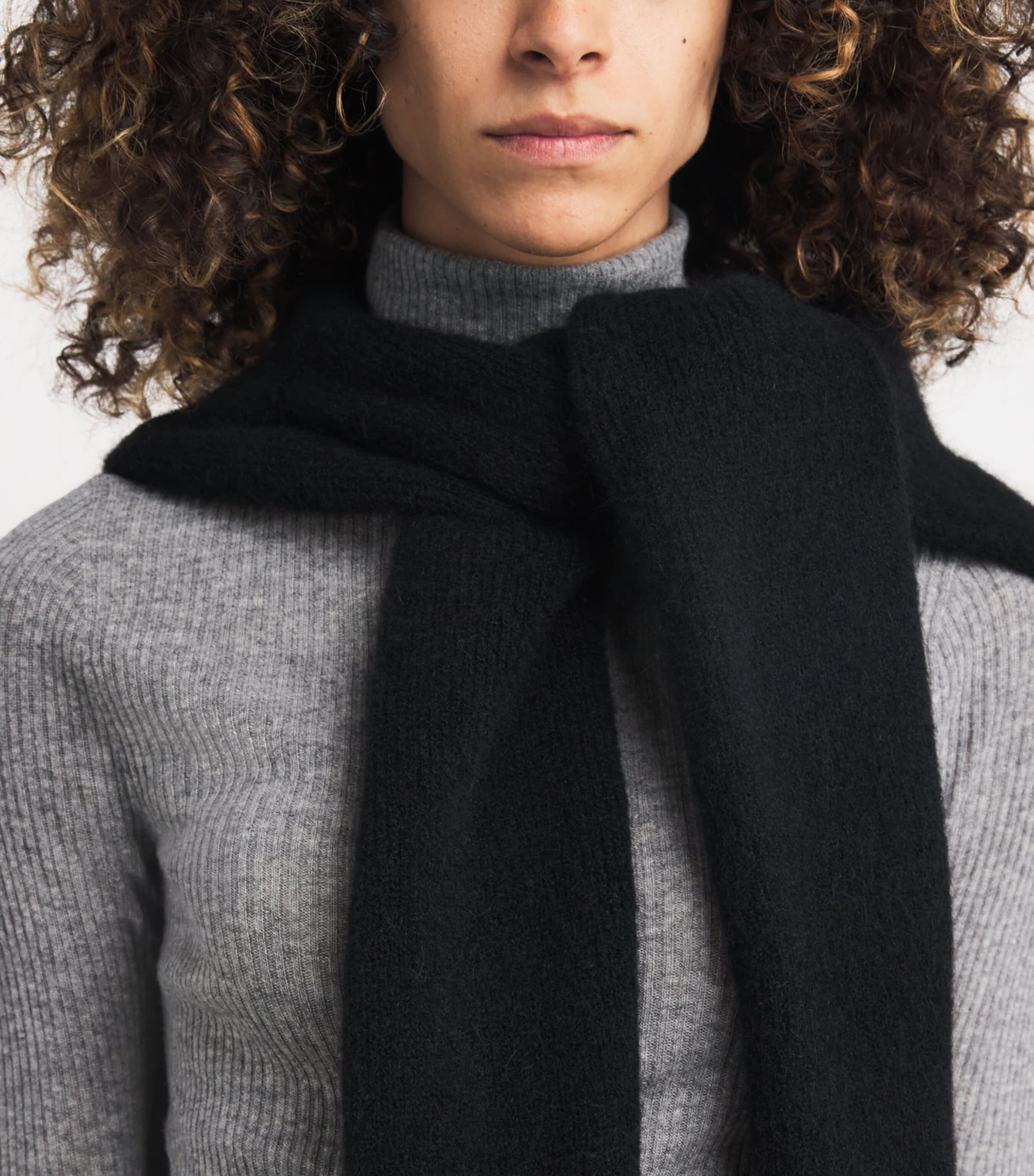 Fabiana Filippi Grey Wool-Silk-Cashmere Ribbed Sweater