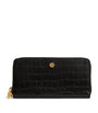 Black Croc-Embossed Leather Long Wallet