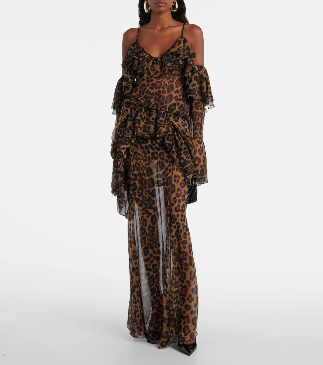 Blumarine - Leopard-print draped silk top