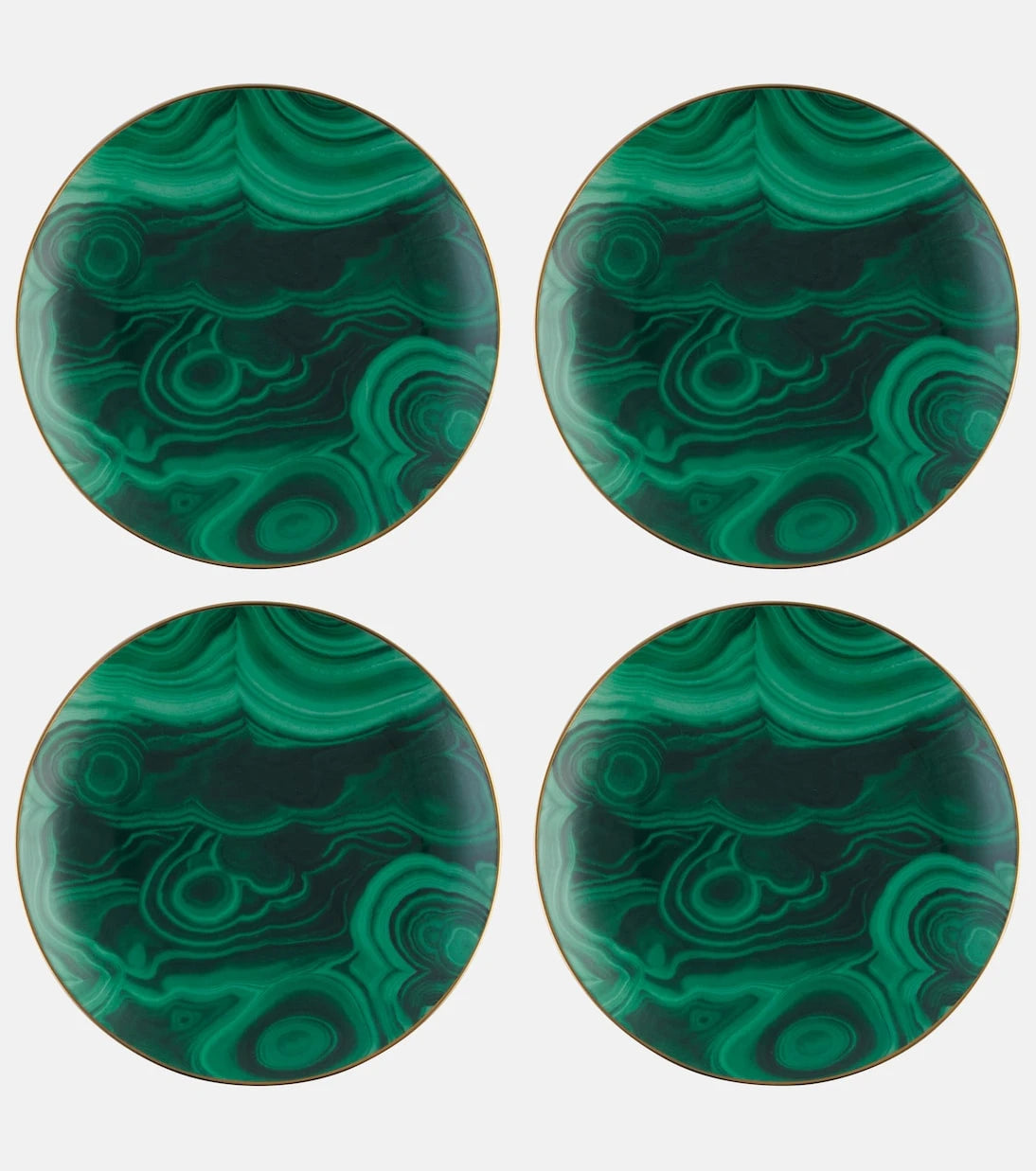 L'Objet - Malachite set of 4 canapé plates