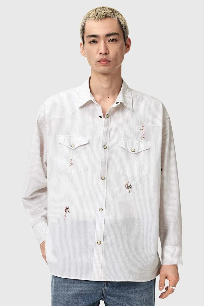 Памучна риза AllSaints PORTMAN