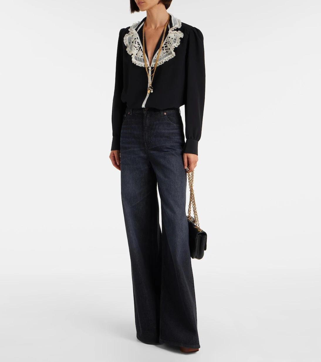 Chloé - Lace-trimmed silk crêpe de chine blouse