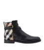 Black Check and Leather Ankle Boots