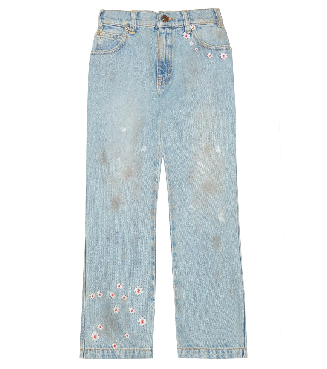 ERL Kids - Floral embroidered straight jeans